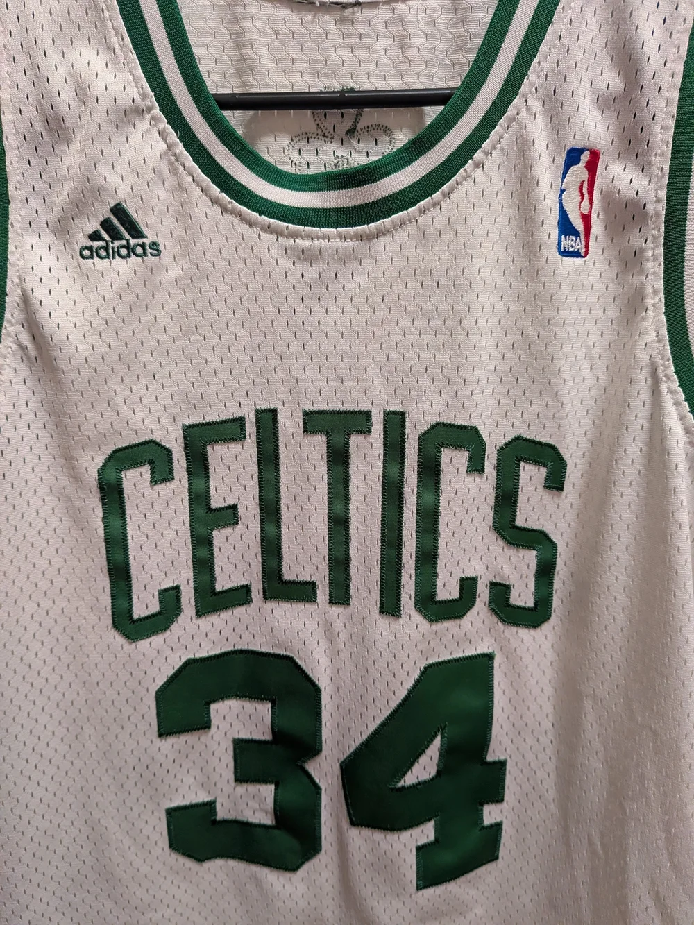 adidas White and Green Celtics Basketball Jersey #34 Paul Pierce